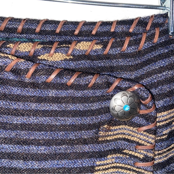 Lauren Ralph Lauren Skirt Size 14P  Southwestern Indian Blanket Wrap Wool Concho - Picture 5 of 14